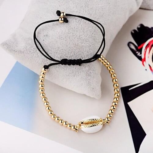 Classic Womens White Shell Bracelets Men Fashion Ethnic Gold Copper Beads Bracelet Homme Summer Charm Bracelet Bileklik Erkek