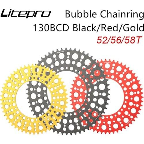 1Pcs Litepro Folding Bike Round Chain Wheel Ultralight Aluminum Alloy CNC 130BCD 52/56/58T BMX Bubble Chainring Crankset Parts