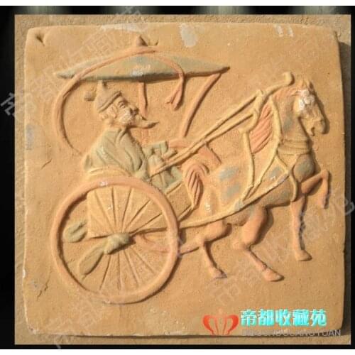 Square God Tile Dang Qinglong Fengshui Ornament Han Dynasty (25-186) Pottery Brick Carving Painting,01