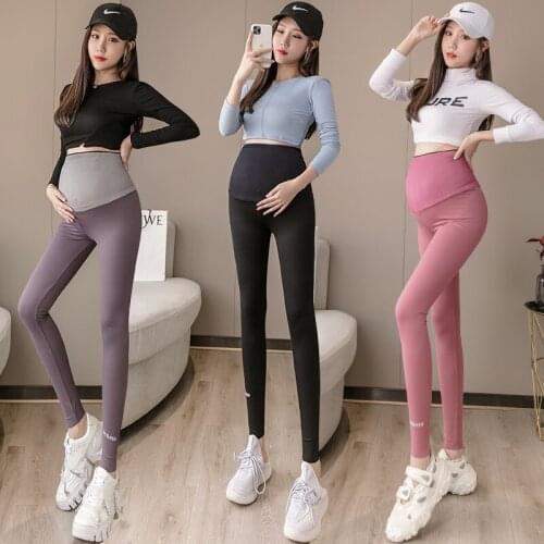 Yoga Seamless Leggings For Pregnant Women Cotton Maternity Thin Sport Pants Pregnancy Skinny Trouser Hight Waist Belly Clothes