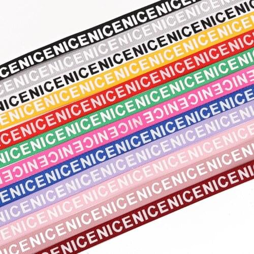 10Yards Multi Color 10mm "Nice" Printed Grosgrain Ribbon Letters Print Ribbon For Hair Bow/Christmas/Wedding DIY Sewing Crafts