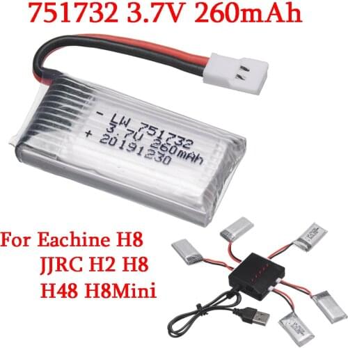 3.7V 260mAh lipo battery with battery charger For Eachine H8 JJRC H2 H8 H 48 H8Mini RC Quadcopter Drone Helicopter battery Parts
