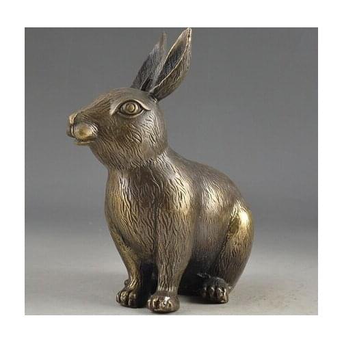 Copper Brass CHINESE crafts Asian Elaborate Chinese manual ancient copper lifelike lovely rabbit statue