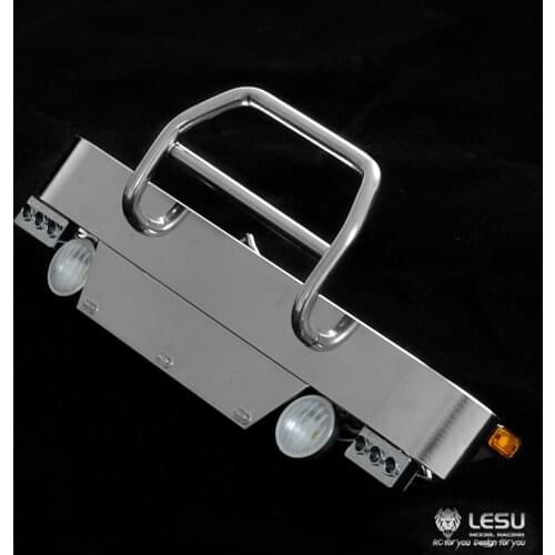 LESU Metal Front Bumper with Lights for 1/14 RC TAMIYA King Hauler Grand Hauler Tractor Truck DIY Model Car