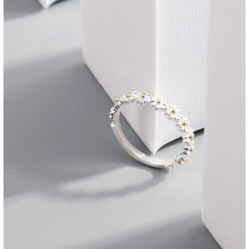 Fashion Trend Accessories Exquisite Cute Creative Small Daisy Flower Ring Freely Adjust Size Sisters Friend Mother Gifts