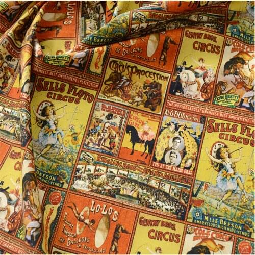 Cartoon Circus Print 100% Cotton Fabric for Girl Clothes Home Textile Bedding Set Sewing Quilting DIY