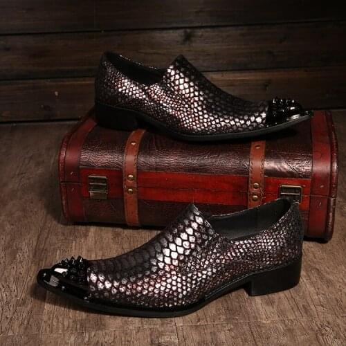 Italian shoes men leather alligator shoes for men crocodile skin pointed toe loafers mens formal shoes high heel pluse size47