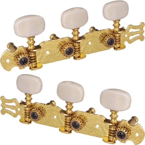 Pack Of 2 Golden Guitar Tuning Pegs Tuners With Cream Button For Acoustic Folk Guitar Parts
