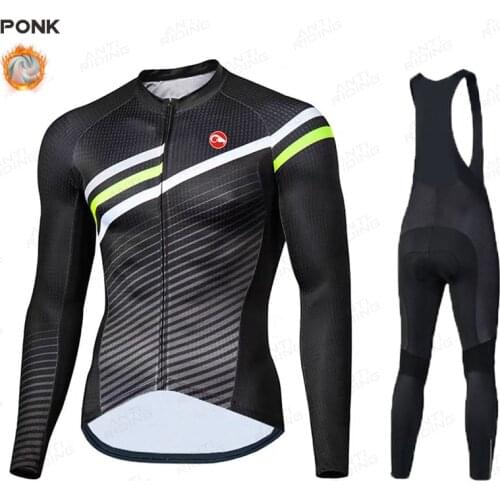 New 2020 Cycling Jersey Set Pro Team Long Sleeve Clothes Winter Cycling Clothing Thermal Fleece Men Ropa Ciclismo Hombre Warm