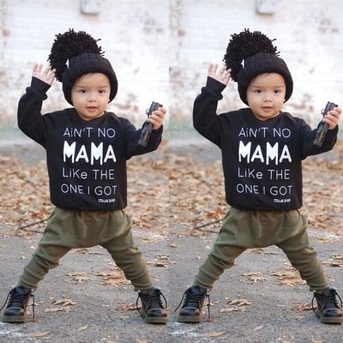 Newborn Toddler Infant Kid Baby Boys Clothes Long Sleeve Mama Sweatshirt Top +Pants 2pcs Outfits Kids Clothing Set