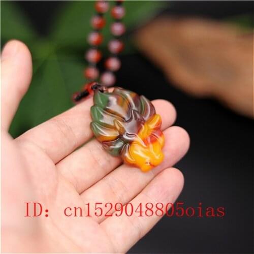 Natural Color Hetian Jade Stone Nine-tailed Fox Pendant Necklace Chinese Jadeite Jewelry Charm Amulet Carved Gifts for Women Men