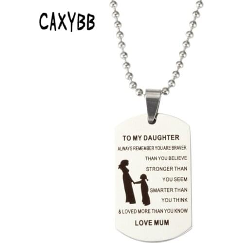 Caxybb To My Daughter Stainless steel necklace Mother and Daughter necklace dog tag Pendant necklaces Thanksgiving gift Jewelry