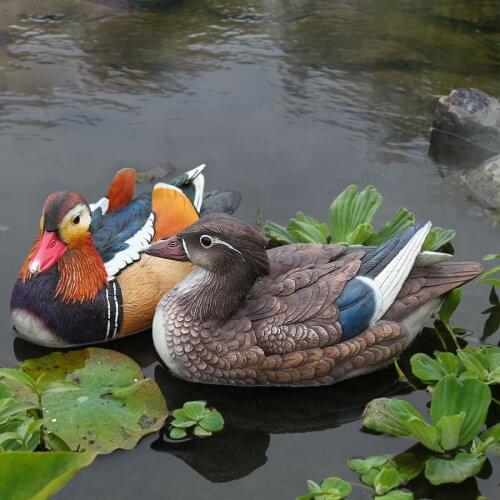 A pair of mandarin duck outdoor resin simulation of animal ornaments, garden landscape home decorative handicrafts, FENGSHUI