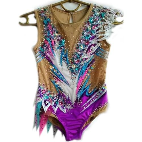 LIUHUO Ice Figure Skating Dress Girls Rhythmic Gymnastics Leotards Women Teens Spandex White Crystals Competition Wholesale