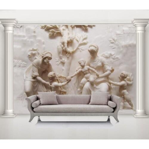 Custom 3D wallpaper rolls for walls for living room bedroom stone carving TV background wallpaper for walls 3 d European style