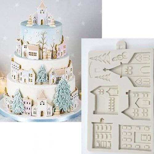 Christmas Gingerbread House Shape Silicone Mold for Fondant Cake Chocolate Decorating Tool