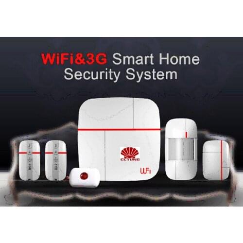 Ver A Vcare WIFI and 3G WCDMA Data Stream Smart Home Alarm System with PIR Motion Door Window Sensor Medical Emergency Button