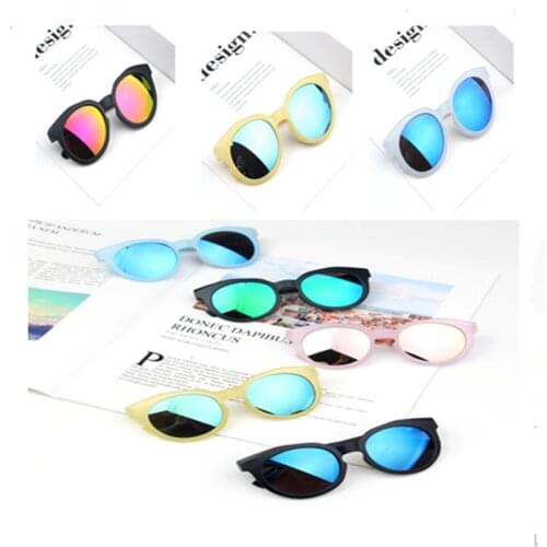 1pcs Kids Sunglasses Wild New Sunglasses Retro Round Frame Kids Sunglasses Boys Girls Goggle Colorful Reflective Mirror Eyewear