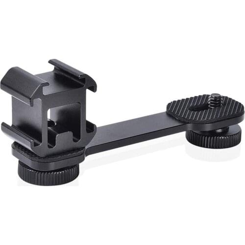 Top Deals Triple Cold Shoe Mount Universal Extension Bracket Holder Adapter for LED Video Light DSLR Phone Gimbal Stabilizer