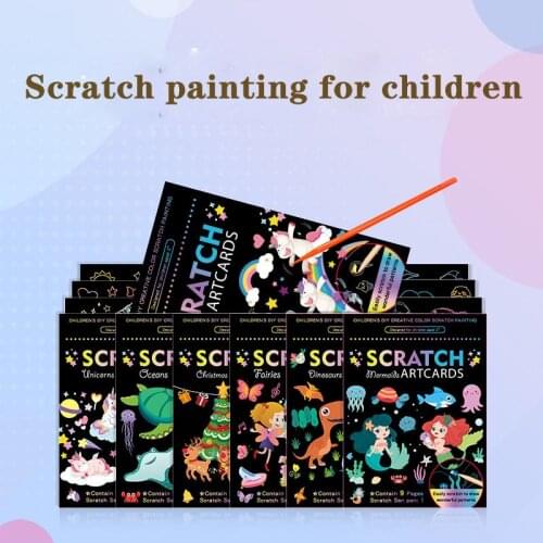 DIY Magic Scratch Art Doodle Pad Sand Painting Cards Early Educational Learning Creative Drawing Book Toys Gift for Children