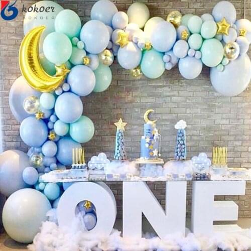 Macaron balloon Blue Moon Star Balloon Sea Birthday Decor Sea Theme Balloon 1st One year Birthday Balloon Baby Shower Boy Girl