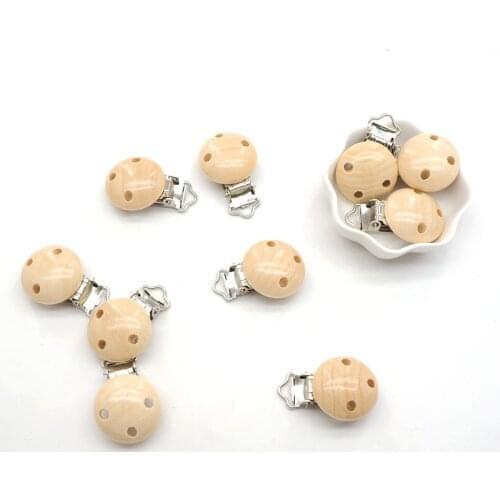 Chenkai 5PCS Baby Pacifier Clip Natural Wood Pacifier Clips Wooden Dummy Wooden Holder For Infant Soother Clasps Accessories