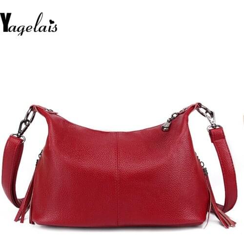 2019 Leather Bag Women Handbags Soft Female Crossbody Bag For Ladies Vintage England Style Casual Tote Hobo Sac A Maine