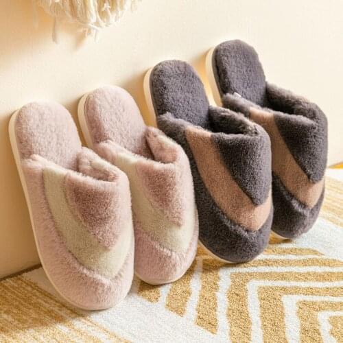 Womens Home Slippers with Fur Autumn Winter Indoor Slipper Female Slides Lovers Sneaker Womens Home Comfortable Shoes