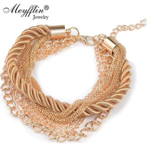 Charm Bracelet for women Fashion Jewelry Gold Chain Braided Rope Multilayer Bracelets & Bangles for Women Pulseira New 2021