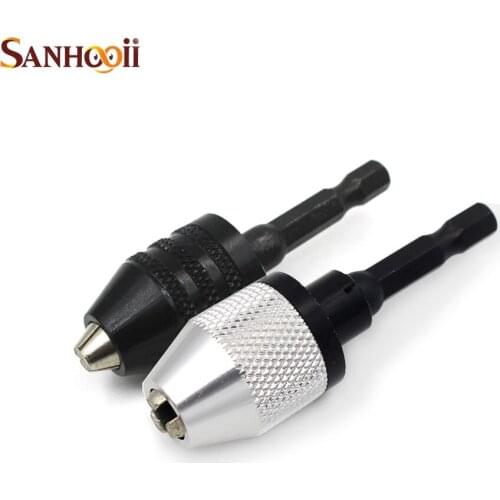 0.3-6.5mm Black Keyless Drill Chuck Screwdriver Impact Driver Adaptor 1/4" 6.35mm Hex Shank Drill Bits Power Tools Gadgets ZM56