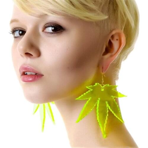 1 pair Acrylic Big Alien Earrings bright Leaves Dangle Earrings Exaggeration Alien Drop Earrings Statement Jewelry for Women