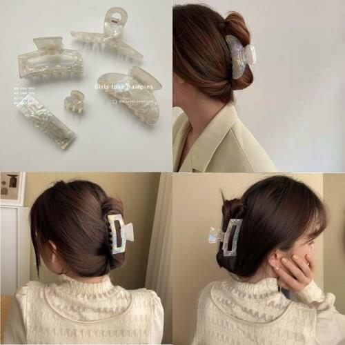 2021 New Korean Large Geometric Hollow Acetate Hair Claw Clips Woman Fashion Hair Clip Girl Shining Hairpins Hair Accessories