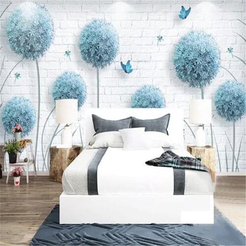 2019 Wholesale 3d Wallpaper Nordic minimalistic dandelion hand-painted floral background wall beautifully decorated
