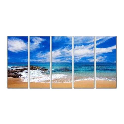 5 Pieces/set Sea Scenery With Beach Wall Art For Wall Decor Home Decoration Picture Paint on Canvas framed Free shipping