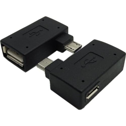 90 degree left and right micro USB 2,0 OTG host adapter for mobile tablet micro Jack power plug