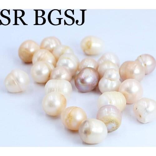 Free Ship 100pcs 10x12mm Mixed White Pink Purple No Hole Oval Flaw Natural DIY Pearl Beads For Decoration Aquarium Landscaping