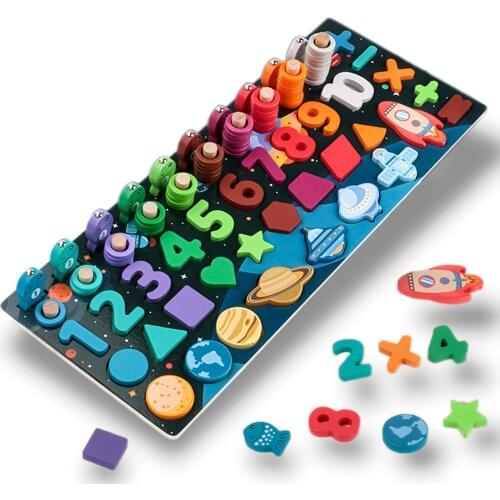 Wooden Puzzles For Toddlers6-in-1 Color Alphabet Shape Sorting Fishing Game Toys Educational Gift For 3-6 Year Old Boys Girls