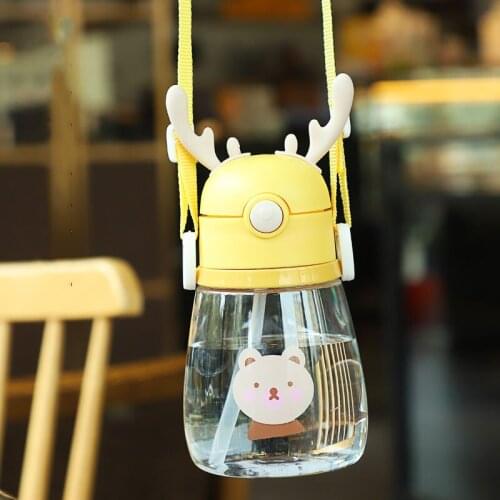 Childrens Drinking Bottle Kindergarten Straw Cup Small Boy Creative Duck Beak Plastic Bottles Water Cartoon Cute Portable Kids
