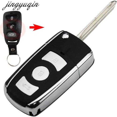 Jinyuqin 3+1 Button Modified Flip Remote Key Shell for Kia Hyundai Elantra Sonata Genesis Santa Fe Accent Car Key Cover