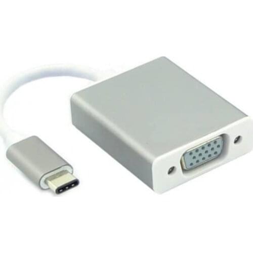 Type C to VGA 1080p HDTV Adapter Cable with Silver Aluminium Case