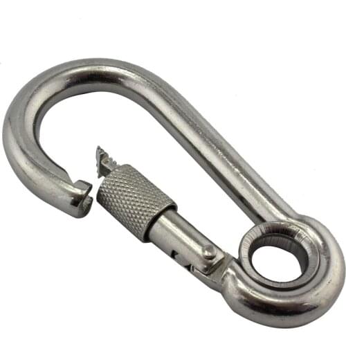 Stainless Nut Bolted Eyelet Snap Hook Carabiner SUS304 DIN5299C Safety Nut Spring Snap Hooks 9*90mm 10*100mm 11*120mm 13*160mm