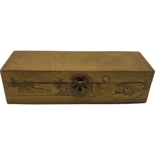 Chinese Old Copper Collection Pure Copper Dragon And Phoenix Jewelry Box