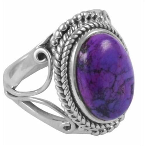 Vintage Purple Stone Resin Rings for Women Silver Color Carved Personality Finger Ring Party Jewelry Accessories Dropshipping