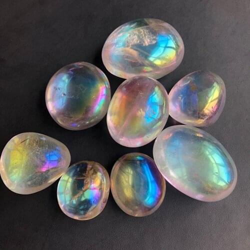 Beautiful Rainbow Aura Crystal Angel Aura Titanium Quartz Natural Crystal Healing Home Decoration