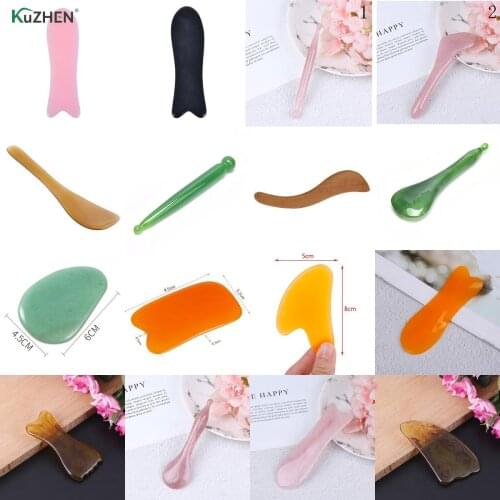 Quartz Jade Guasha Board Natural Stone Scraper Neck Body Acupuncture Spa Acupuncture Scraper Therapy Chinese Gua Sha Tools