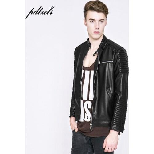 New Western Style Fashion Brand Individuality Windbreaker Mens Slim Leather Jackets Casual Full Male Moto Biker PU Faux Coats
