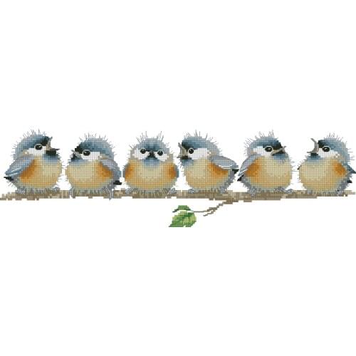 Cross stitch Handmade 14CT Counted Canvas DIY,Cross-stitch kits,Embroidery -Six little birds are singing 44-19
