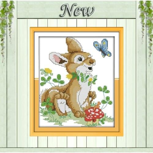 The rabbit and the butterfly animal home Decor counted print on canvas DMC 11CT 14CT Cross Stitch kit,needlework Sets embroidery
