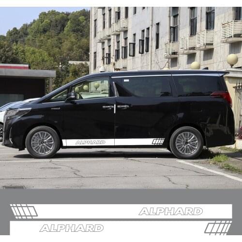 2PCS Car Side Skirt Decals For Toyota Alphard Vellfire TRD MVP Model Letters Stripes Racing Sport DIY Car Tuning Accessories