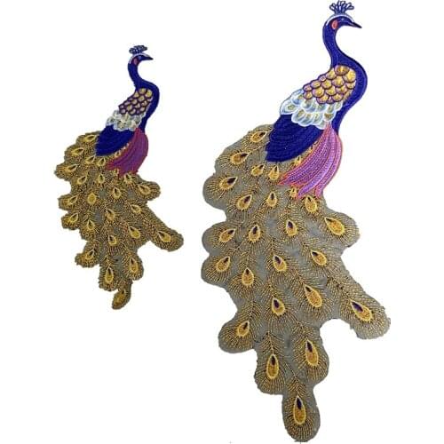 Iron on Patches Embroidered Peacock Bird Appliques for Clothes DIY Garment Accessories